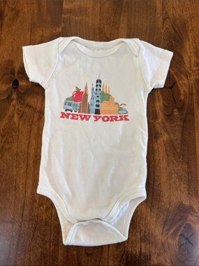 White New York Skyline Graphic Baby Bodysuit